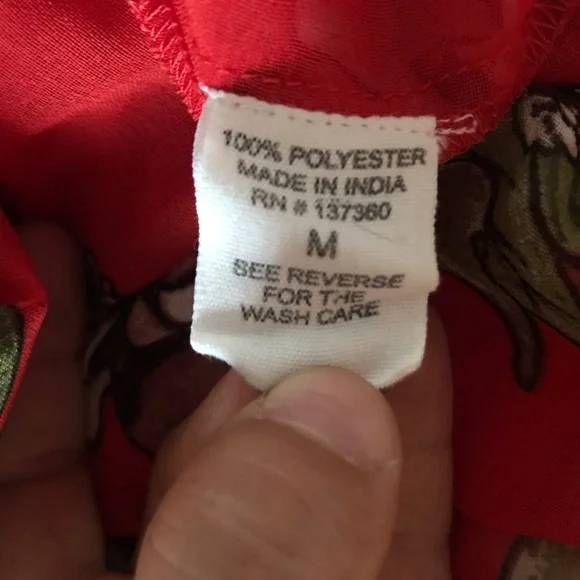 LIVE 4 TRUTH Tomato Red Kimono with Beige and green Floral Print (M) - Picture 7 of 9